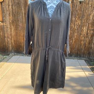 Velvet by Graham & Spencer Charcoal Button-Front Drawstring Dress